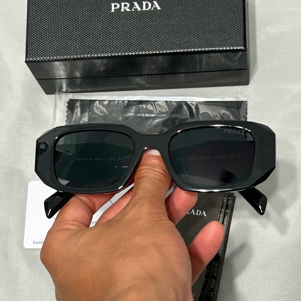Prada Men's Black Rectangular Sunglasses